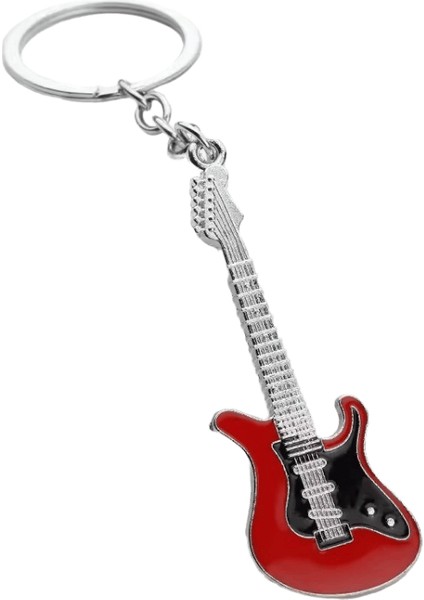 Punk Tarzı Mikrofon Gitar Şekli Anahtarlık Kadınlar Erkekler Için Müzik Aşığı Y2K Aksesuarları Araba Anahtarları Için Sıradışı Metal Anahtarlık Renk: V / Boyut: 8 cm (Yurt Dışından)