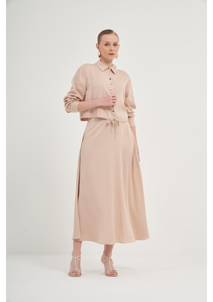 Kadın Etekli Tansel Takım Beige 31007 modelleri