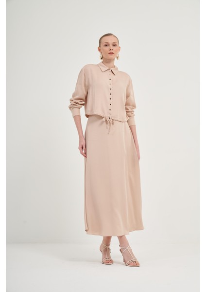 Kadın Etekli Tansel Takım Beige 31007 fırsatları
