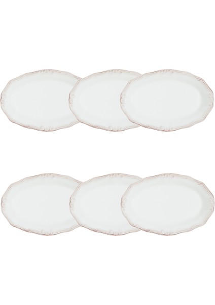 Ekru Kayık Tabak Seti 20CM -6lı