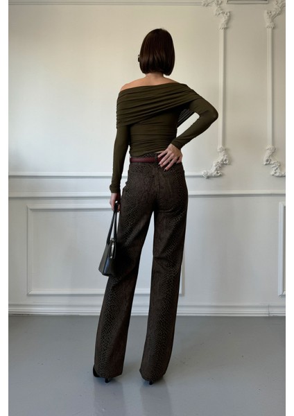 Premium Orj Leopar Pantolon- Haki indirimleri