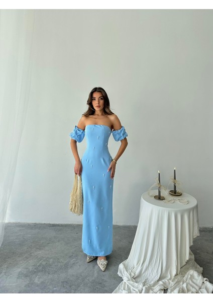 Elenor Uzun Atlas Elbise