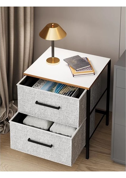 2 Çekmeceli Çok Amaçlı Dolap Komodin Sehpa Gri 1588 fiyatları