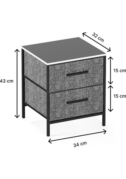 2 Çekmeceli Çok Amaçlı Dolap Komodin Sehpa Gri 1588 fırsatları