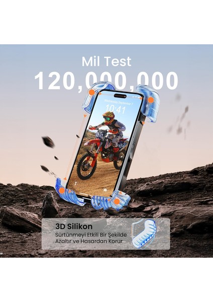 BPH02 360° Derece Ayarlanabilen Gidon Bağlantılı Bisiklet Motosiklet Için Abs 4-7.8" Inç Telefon Tutucu