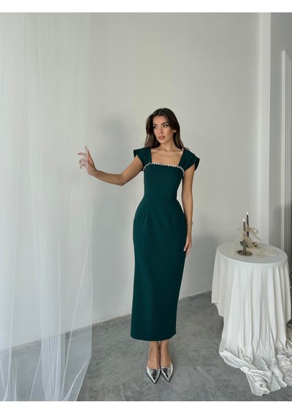 Elenor Uzun Atlas Elbise