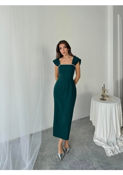 Elenor Uzun Atlas Elbise