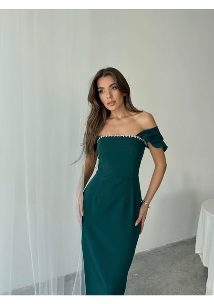 Elenor Uzun Atlas Elbise