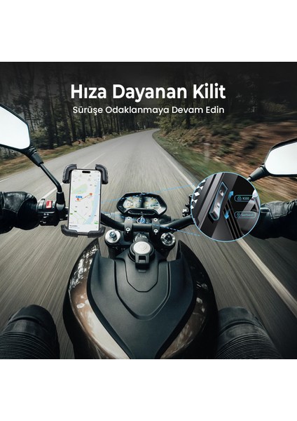 BPH02 360° Derece Ayarlanabilen Gidon Bağlantılı Bisiklet Motosiklet Için Abs 4-7.8" Inç Telefon Tutucu