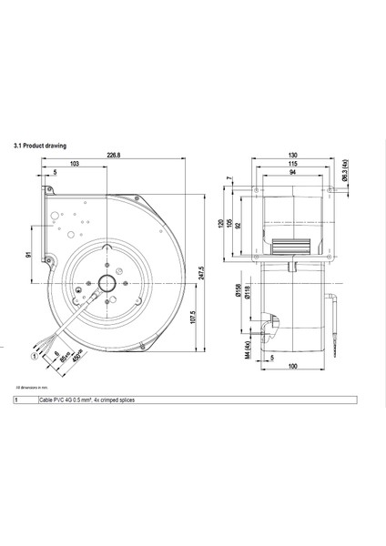 G2E140- AE77-01 Tek Emişli Radyal Fan Ø140 mm 230 V Ac 380 M³/h 1400 Min 105 W
