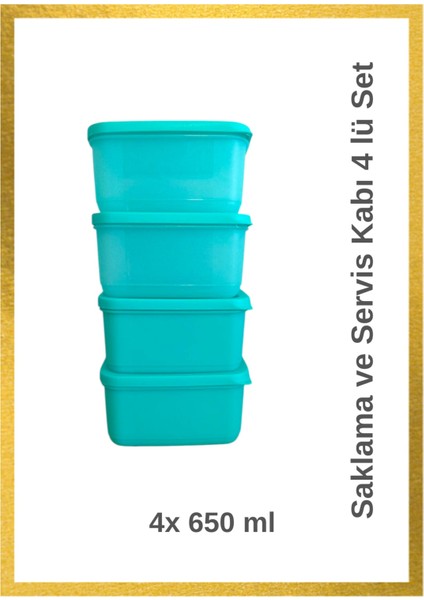 Saklama ve Servis Kabı 4'lü Set 650ML Kare