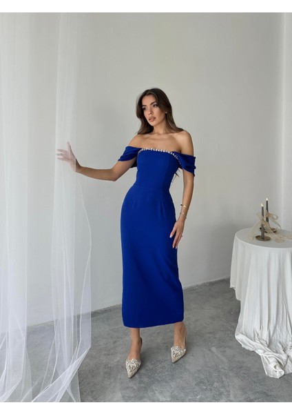 Elenor Uzun Atlas Elbise