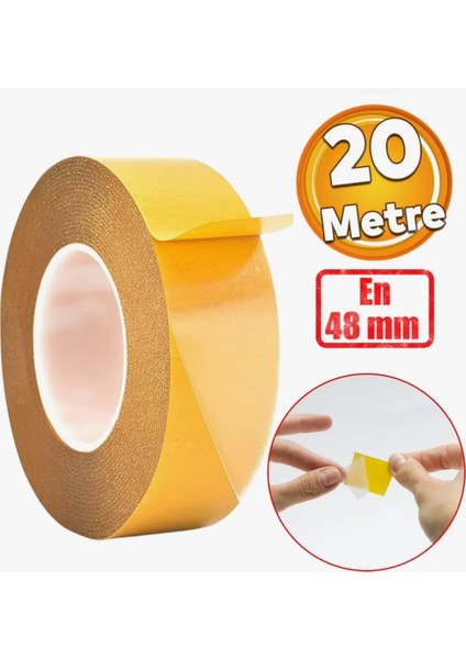 Çift Taraflı Filmik Halı Bandı 48 mm x 20 Metre