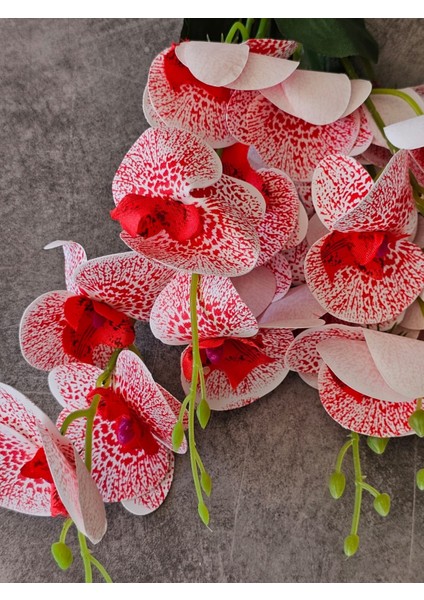 45 cm Yapay Islak Kırmızı Orkide Dekorasyon Beyaz Orkide Demet fiyatları
