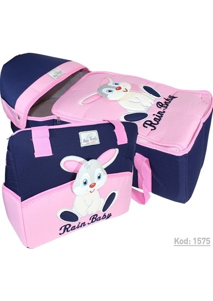 Kabartma Tavşanlı Pembe Bebek Taşıma Seti K1575