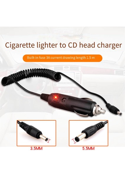 Dc 12V Araç Şarj Cihazı Güç Kablosu Evrensel 5.5x2.1mm Araç Çakmağı Dahili 3A Sigorta Gösterge Işığı ile (Yurt Dışından) fiyatları