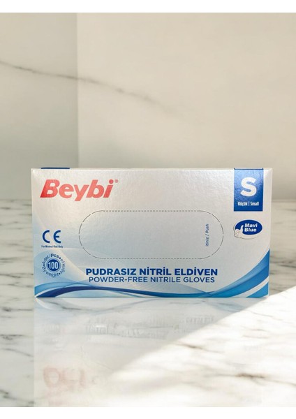 Nitril Pudrasız Mavi Eldiven S Beden - 100'lü