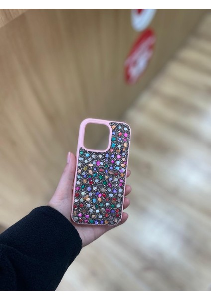 Apple Iphone 14 Pro Uyumlu Taşlı Şık Tasarımlı Telefon Kılıfı