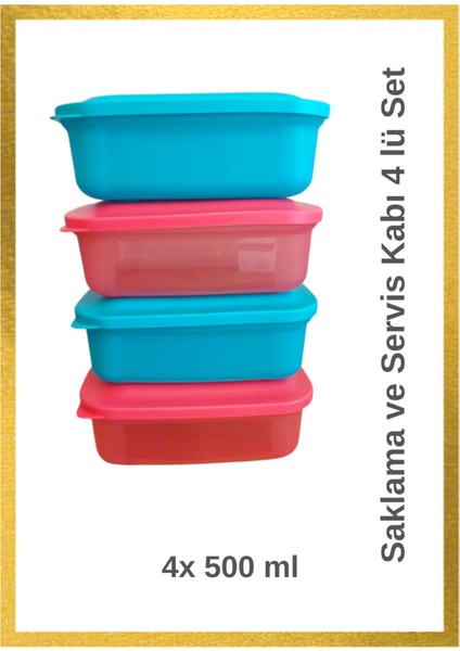 Saklama ve Servis Kabı 4'lü Set 500 ml