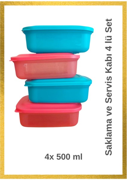 Saklama ve Servis Kabı 4'lü Set 500 ml