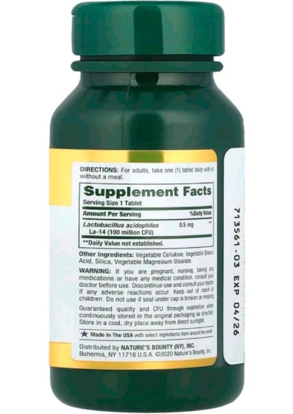 Acidophilus Probiotic 0.5 mg 120 Tablets fiyatları