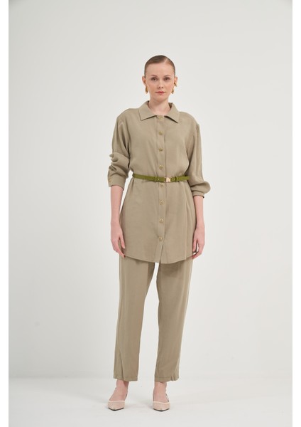 Kadın Pantolonlu Takım Haki 31035 fırsatları