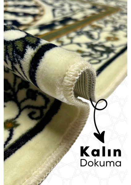 Mihrab Krem Dokuma Kalın Seccade