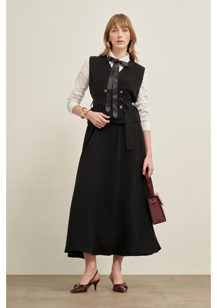 Kadın Yelek Etek Takım Siyah 31034