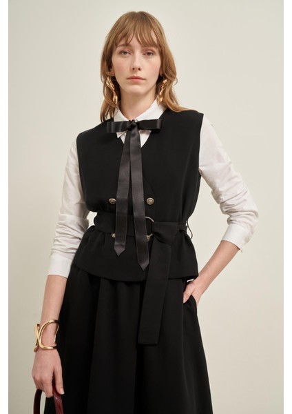 Kadın Yelek Etek Takım Siyah 31034 fiyatları