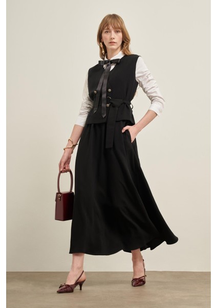 Kadın Yelek Etek Takım Siyah 31034 fırsatları