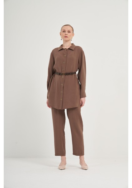 Kadın Pantolonlu Takım Kahve 31035