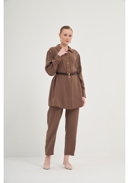 Kadın Pantolonlu Takım Kahve 31035