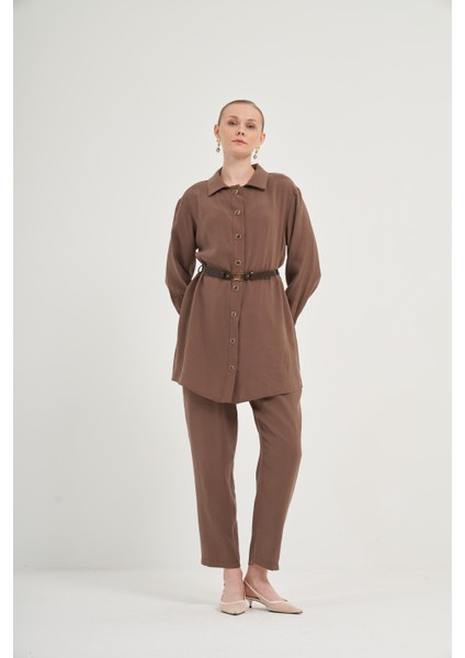 Kadın Pantolonlu Takım Kahve 31035 fiyatları