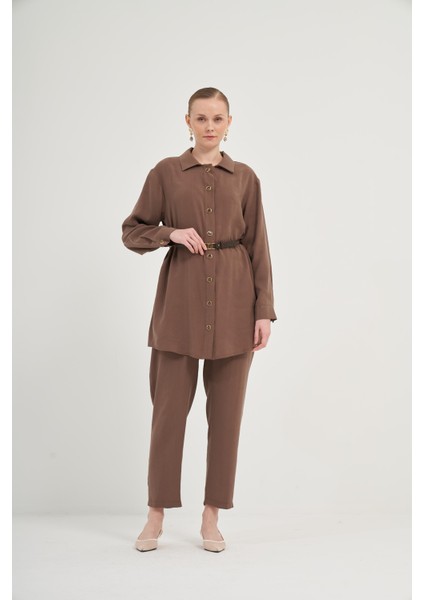 Kadın Pantolonlu Takım Kahve 31035 fırsatları