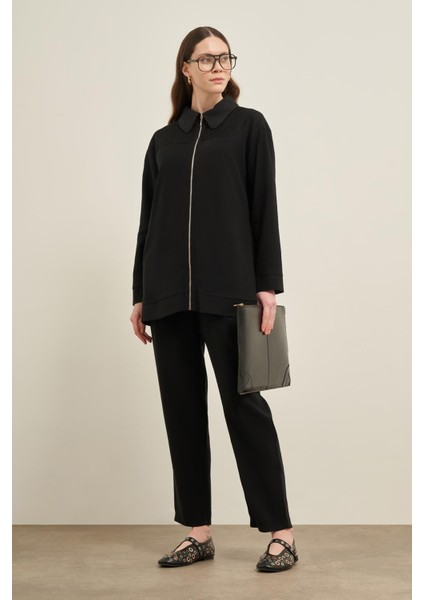 Kadın File Detay Takım Siyah 31047