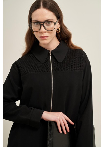 Kadın File Detay Takım Siyah 31047