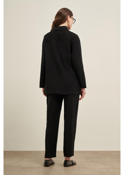 Kadın File Detay Takım Siyah 31047