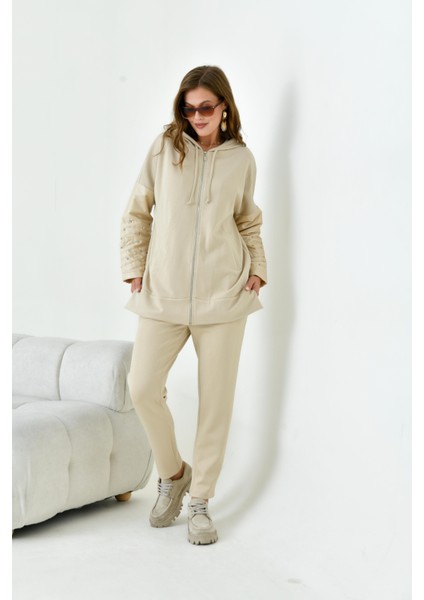 Kadın Kapitone Takım Beige 30954