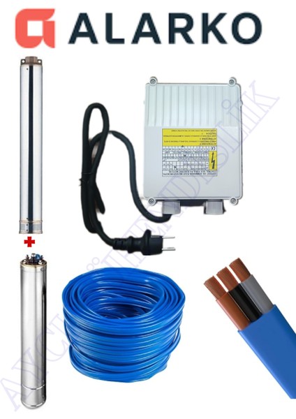 4" 1.5 Hp 14 Kademe Dalgıç Pompa 30 mt Kablo ve Pano Dahil