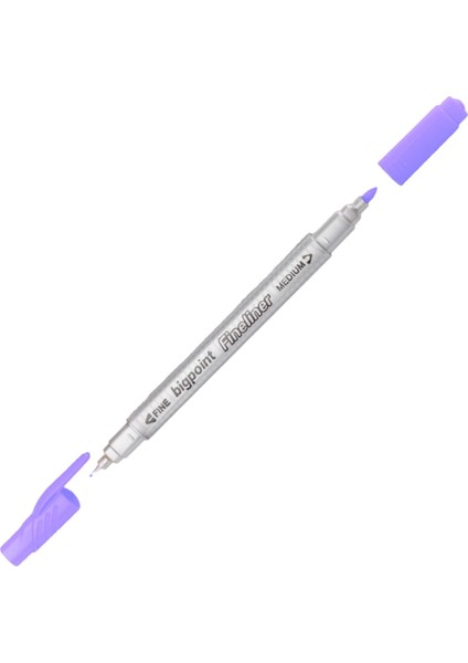 | Twin Fineliner Kalem, 0.4 mm ve 1.2 mm Çift Fiber Uçlu Çizim Kalemi, Mor
