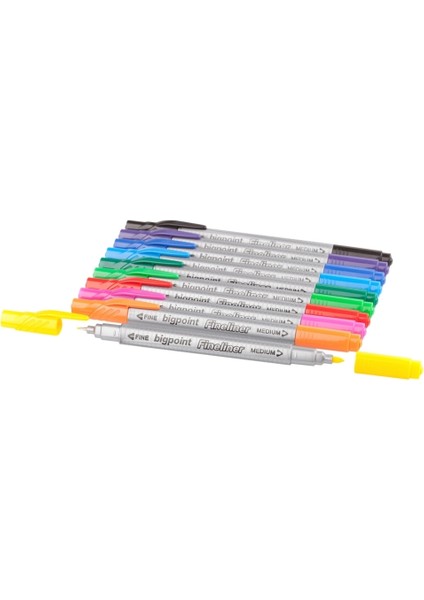| Twin Fineliner Kalem, 0.4 mm ve 1.2 mm Çift Fiber Uçlu Çizim Kalemi, Mor