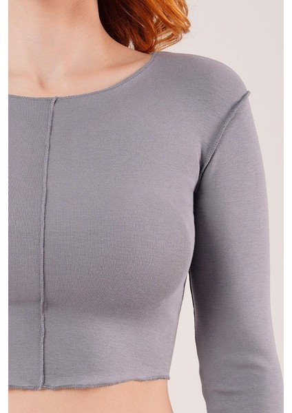 Kadın Ters Dikişli Basic Antrasit Body Bluz