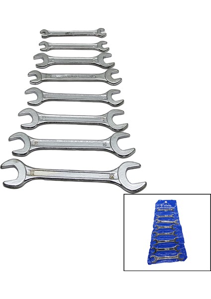 8 Parça Ağzı Açık 6-22 mm Anahtar Takımı