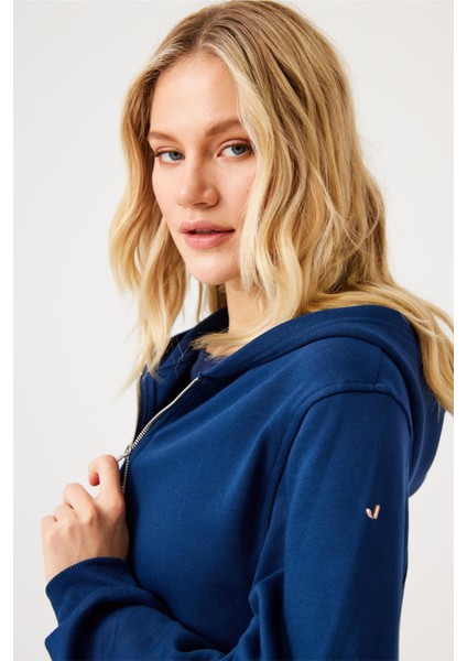 Aura Fermuarlı Crop Hoodie Lacivert fiyatları