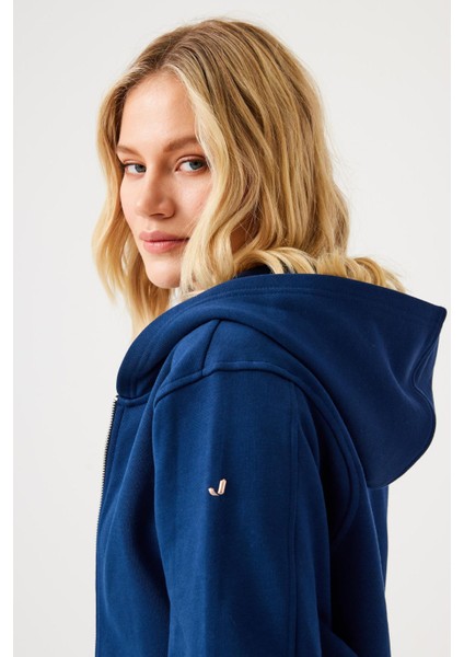 Aura Fermuarlı Crop Hoodie Lacivert indirimleri