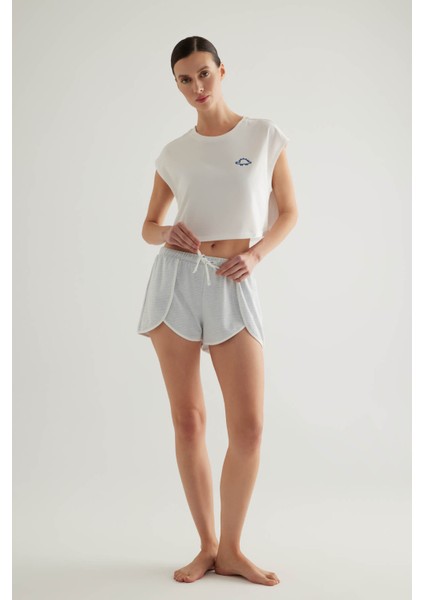 Kadın Pamuklu Kısa Kollu Şortlu Pijama Takımı modelleri