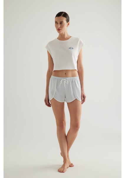 Kadın Pamuklu Kısa Kollu Şortlu Pijama Takımı indirimleri