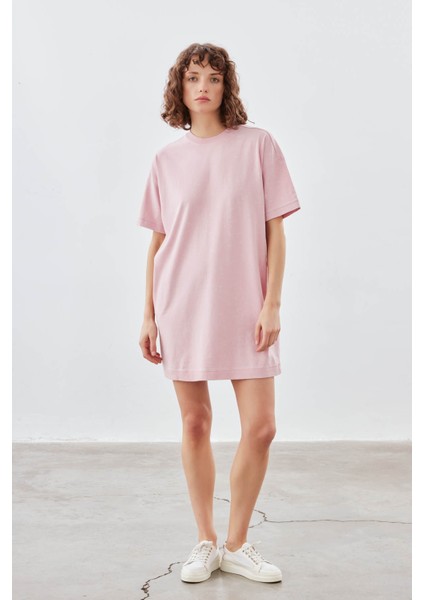 Kadın Pamuklu Yıkamalı Kısa Kollu Cep Detaylı Elbise fiyatları