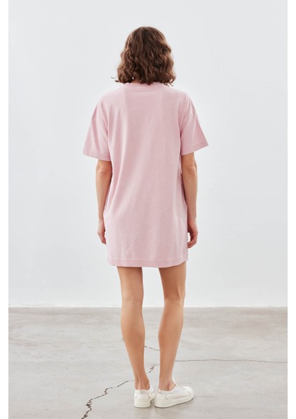 Kadın Pamuklu Yıkamalı Kısa Kollu Cep Detaylı Elbise fırsatları