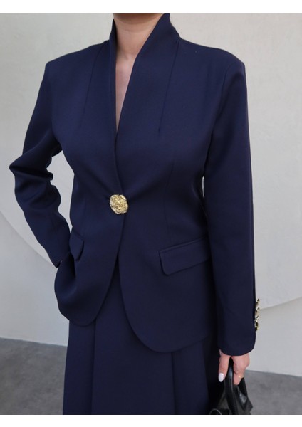 Gold Düğmeli Blazer Ceket